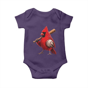 Cardinals Baseball Player Baby Onesie Retro STL Redbird Fan Bird Mascot Baseball TS10 Purple Print Your Wear
