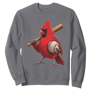 Cardinals Baseball Player Sweatshirt Retro STL Redbird Fan Bird Mascot Baseball TS10 Charcoal Print Your Wear
