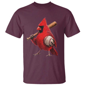 Cardinals Baseball Player T Shirt Retro STL Redbird Fan Bird Mascot Baseball TS10 Maroon Print Your Wear