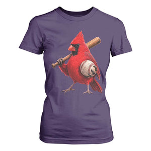 Cardinals Baseball Player T Shirt For Women Retro STL Redbird Fan Bird Mascot Baseball TS10 Purple Print Your Wear