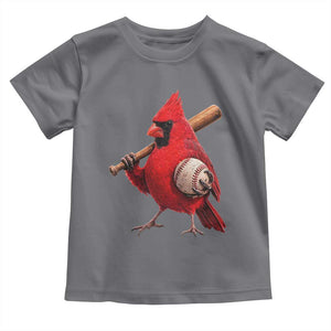 Cardinals Baseball Player Toddler T Shirt Retro STL Redbird Fan Bird Mascot Baseball TS10 Charcoal Print Your Wear