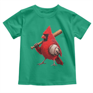 Cardinals Baseball Player Toddler T Shirt Retro STL Redbird Fan Bird Mascot Baseball TS10 Irish Green Print Your Wear