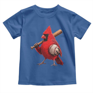 Cardinals Baseball Player Toddler T Shirt Retro STL Redbird Fan Bird Mascot Baseball TS10 Royal Blue Print Your Wear