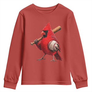 Cardinals Baseball Player Youth Sweatshirt Retro STL Redbird Fan Bird Mascot Baseball TS10 Red Print Your Wear