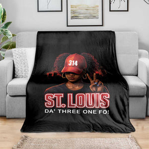 314 St Louis Throw Blanket Red Hat African American Woman STL City Pride Area Code TS10 Print Your Wear