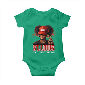 314 St Louis Baby Onesie Red Hat African American Woman STL City Pride Area Code TS10 Irish Green Print Your Wear
