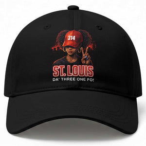 314 St Louis Baseball Cap Red Hat African American Woman STL City Pride Area Code TS10 Print Your Wear