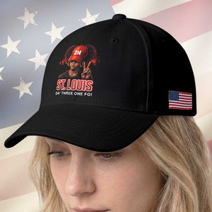314 St Louis Baseball Cap Red Hat African American Woman STL City Pride Area Code