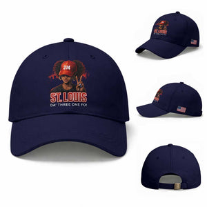 314 St Louis Baseball Cap Red Hat African American Woman STL City Pride Area Code