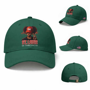 314 St Louis Baseball Cap Red Hat African American Woman STL City Pride Area Code