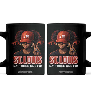 314 St Louis Coffee Mug Red Hat African American Woman STL City Pride Area Code TS10 Black Print Your Wear