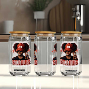 314 St Louis Glass Can Red Hat African American Woman STL City Pride Area Code TS10 Print Your Wear