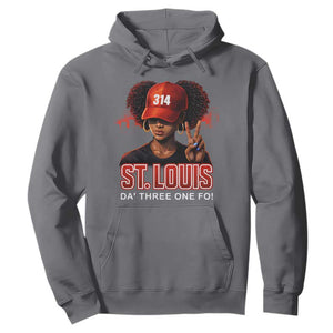 314 St Louis Hoodie Red Hat African American Woman STL City Pride Area Code TS10 Charcoal Print Your Wear