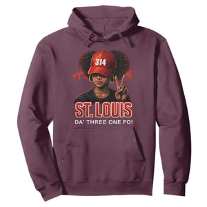 314 St Louis Hoodie Red Hat African American Woman STL City Pride Area Code TS10 Maroon Print Your Wear