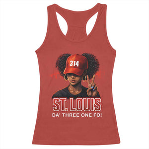 314 St Louis Racerback Tank Top Red Hat African American Woman STL City Pride Area Code TS10 Red Print Your Wear
