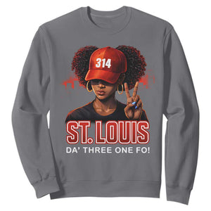 314 St Louis Sweatshirt Red Hat African American Woman STL City Pride Area Code TS10 Charcoal Print Your Wear