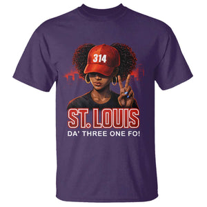 314 St Louis T Shirt Red Hat African American Woman STL City Pride Area Code TS10 Purple Print Your Wear