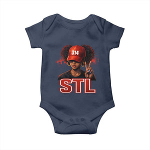 314 STL Baby Onesie Red Hat African American Woman Area Code St Louis City Pride TS10 Navy Print Your Wear