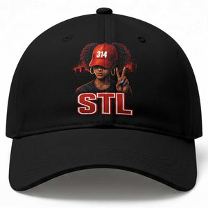 314 STL Baseball Cap Red Hat African American Woman Area Code St Louis City Pride