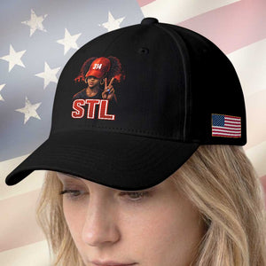 314 STL Baseball Cap Red Hat African American Woman Area Code St Louis City Pride