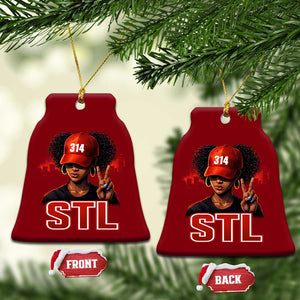 314 STL Ceramic Ornament Red Hat African American Woman Area Code St Louis City Pride TS10 Print Your Wear