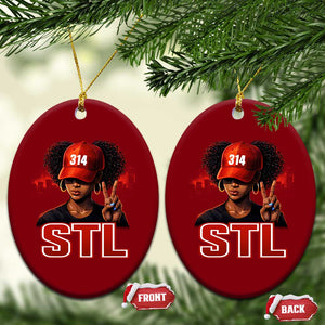 314 STL Ceramic Ornament Red Hat African American Woman Area Code St Louis City Pride TS10 Print Your Wear