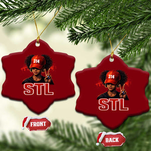 314 STL Ceramic Ornament Red Hat African American Woman Area Code St Louis City Pride TS10 Print Your Wear