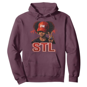 314 STL Hoodie Red Hat African American Woman Area Code St Louis City Pride TS10 Maroon Print Your Wear
