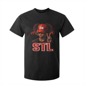 314 STL T Shirt For Kid Red Hat African American Woman Area Code St Louis City Pride TS10 Black Print Your Wear