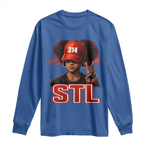 314 STL Long Sleeve Shirt Red Hat African American Woman Area Code St Louis City Pride TS10 Royal Blue Print Your Wear