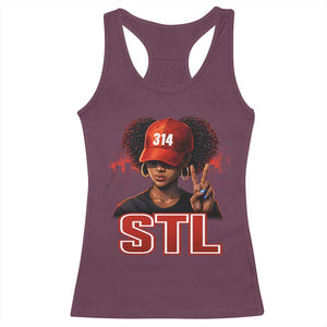 314 STL Racerback Tank Top Red Hat African American Woman Area Code St Louis City Pride TS10 Maroon Print Your Wear