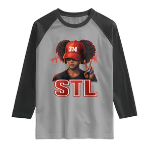 314 STL Raglan Shirt Red Hat African American Woman Area Code St Louis City Pride TS10 Sport Gray Black Print Your Wear