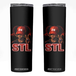 314 STL Skinny Tumbler Red Hat African American Woman Area Code St Louis City Pride TS10 Black Print Your Wear