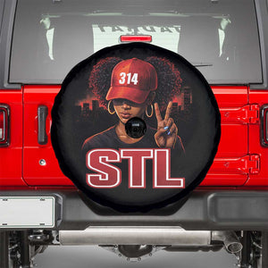 314 STL Spare Tire Cover Red Hat African American Woman Area Code St Louis City Pride TS10 Black Print Your Wear