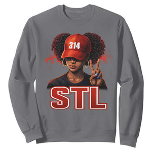 314 STL Sweatshirt Red Hat African American Woman Area Code St Louis City Pride TS10 Charcoal Print Your Wear