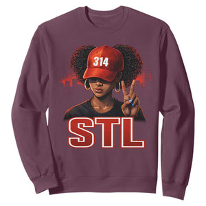 314 STL Sweatshirt Red Hat African American Woman Area Code St Louis City Pride TS10 Maroon Print Your Wear