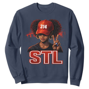 314 STL Sweatshirt Red Hat African American Woman Area Code St Louis City Pride TS10 Navy Print Your Wear