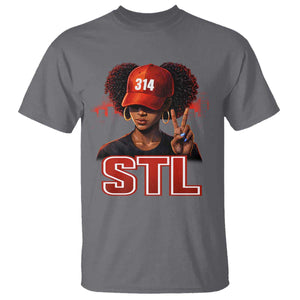 314 STL T Shirt Red Hat African American Woman Area Code St Louis City Pride TS10 Charcoal Print Your Wear