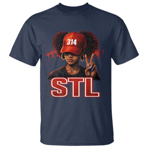314 STL T Shirt Red Hat African American Woman Area Code St Louis City Pride TS10 Navy Print Your Wear