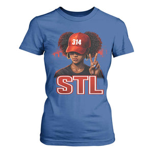 314 STL T Shirt For Women Red Hat African American Woman Area Code St Louis City Pride TS10 Royal Blue Print Your Wear
