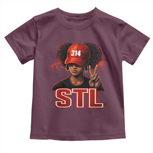 314 STL Toddler T Shirt Red Hat African American Woman Area Code St Louis City Pride TS10 Maroon Print Your Wear