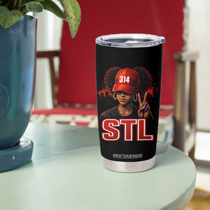 314 STL Tumbler Cup Red Hat African American Woman Area Code St Louis City Pride TS10 Print Your Wear