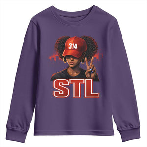 314 STL Youth Sweatshirt Red Hat African American Woman Area Code St Louis City Pride TS10 Purple Print Your Wear
