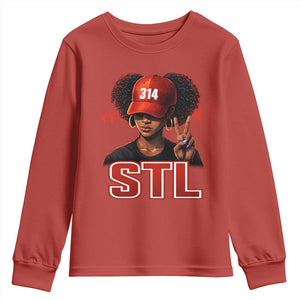 314 STL Youth Sweatshirt Red Hat African American Woman Area Code St Louis City Pride TS10 Red Print Your Wear