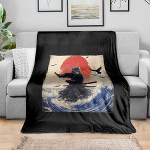 Samurai Cat Throw Blanket Vintage Japanese Art Anime Ukiyo-e Warrior TS10 Print Your Wear