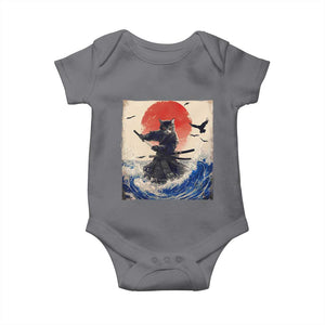 Samurai Cat Baby Onesie Vintage Japanese Art Anime Ukiyo-e Warrior TS10 Charcoal Print Your Wear