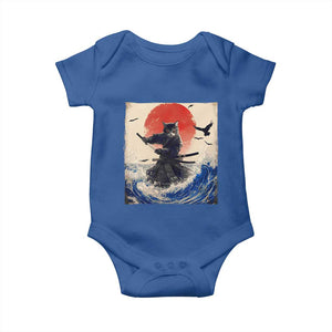 Samurai Cat Baby Onesie Vintage Japanese Art Anime Ukiyo-e Warrior TS10 Royal Blue Print Your Wear