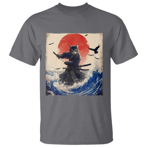 Samurai Cat T Shirt Vintage Japanese Art Anime Ukiyo-e Warrior TS10 Charcoal Print Your Wear