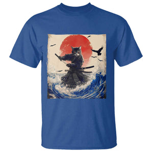 Samurai Cat T Shirt Vintage Japanese Art Anime Ukiyo-e Warrior TS10 Royal Blue Print Your Wear