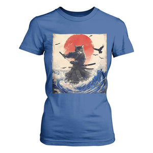 Samurai Cat T Shirt For Women Vintage Japanese Art Anime Ukiyo-e Warrior TS10 Royal Blue Print Your Wear